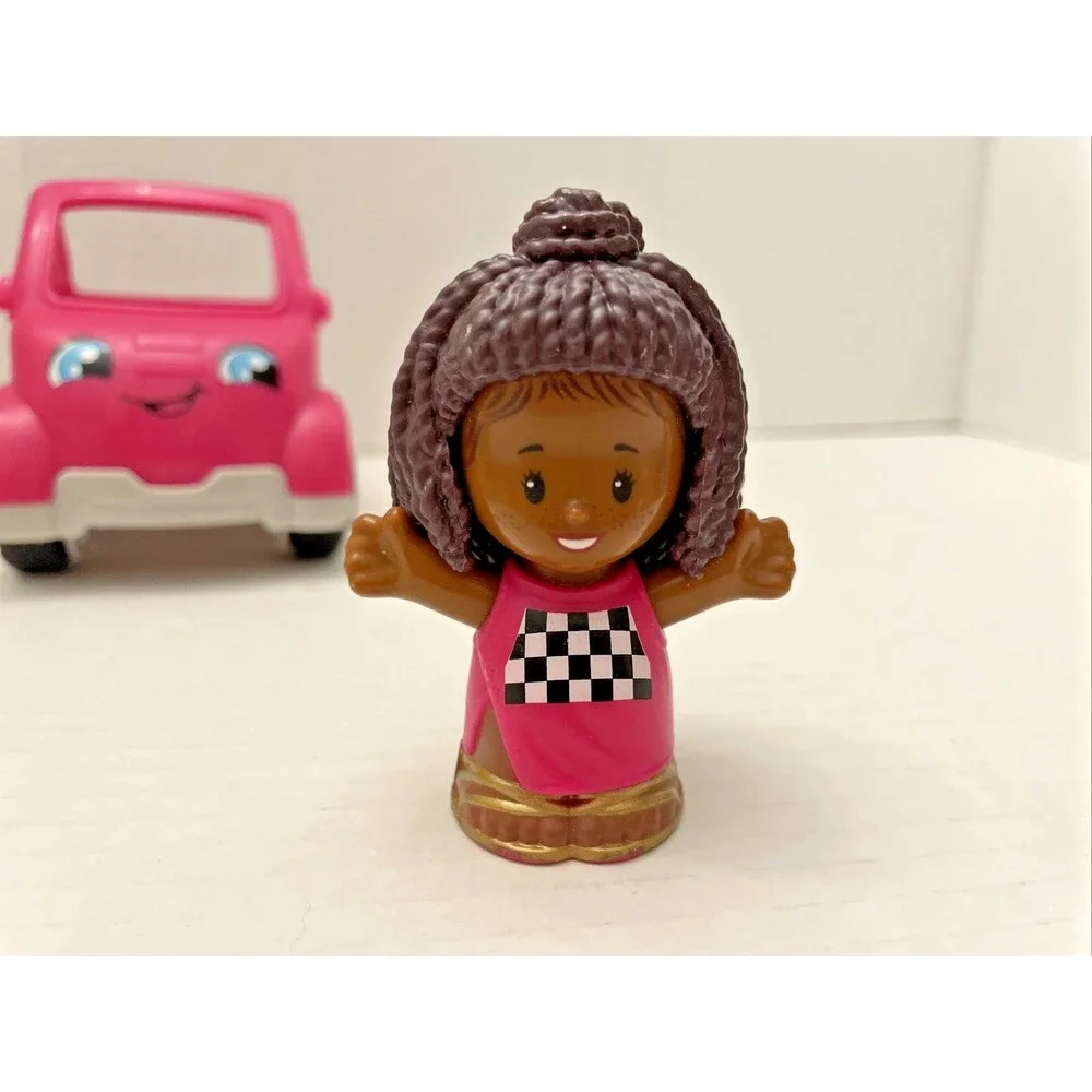 Fisher-Price Little People Barbie Lot of 4 Figures + Pink Convertible Car Dog